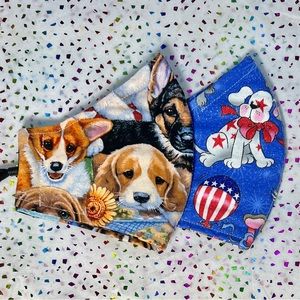 2 PUPPY 100% Cotton 3-Layer Masks + Lanyards + Filters